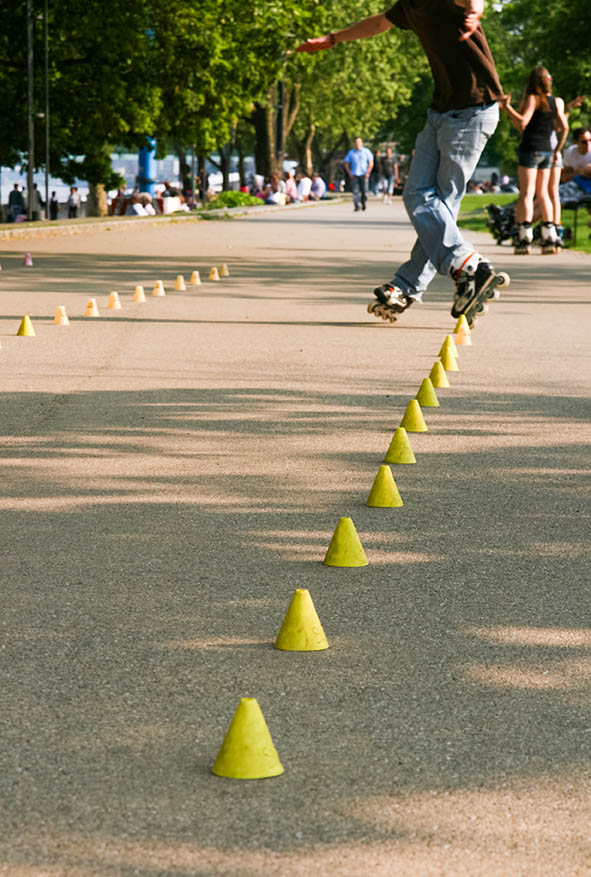 Rollerblader Skating Pylons