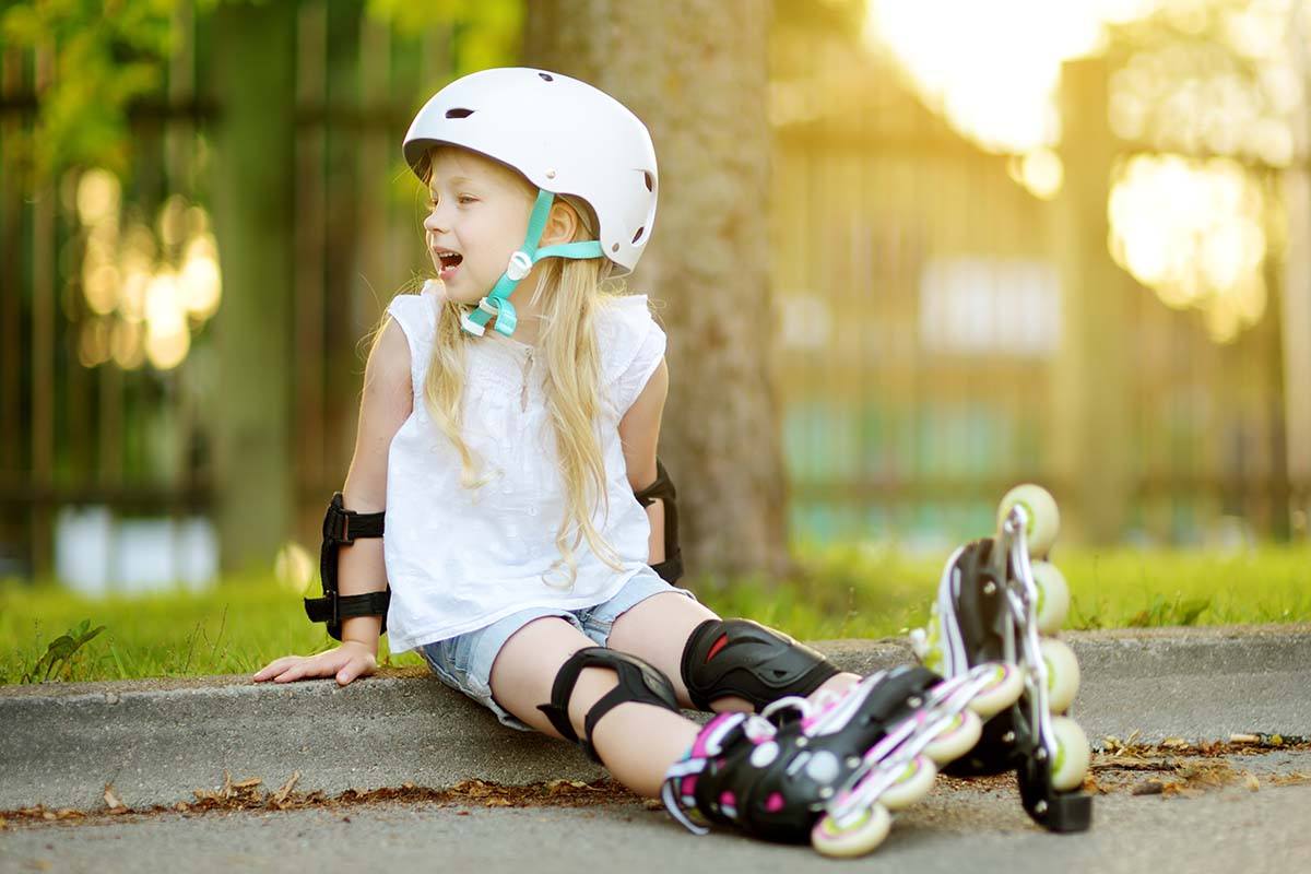 Little Girl in Roller Skate Helmet