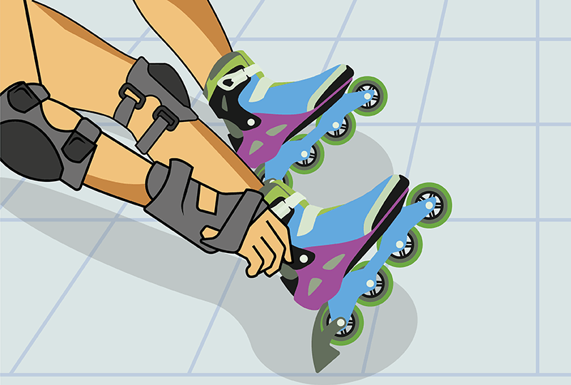 Putting on Rollerblades and Protective Gear