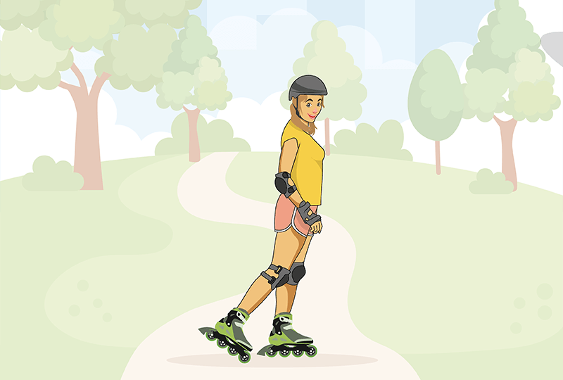 Rollerblading in Protective Gear