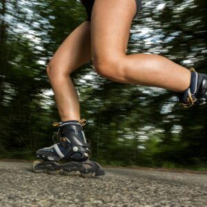 Girl rollerblading in the park