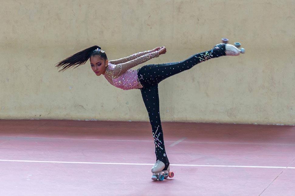 Artistic Skater doing a camel spin