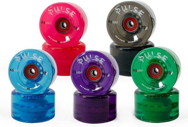 Atom Pulse roller skate wheels with bearings in them