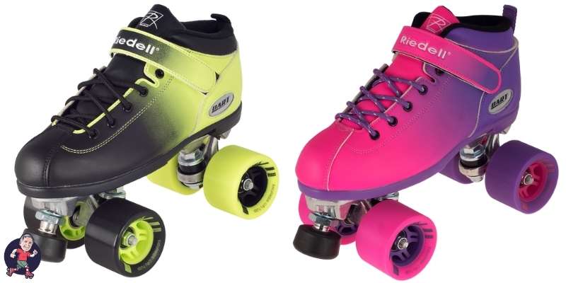 Riedell Dart Ombre Speed Skates: Neon green or pink