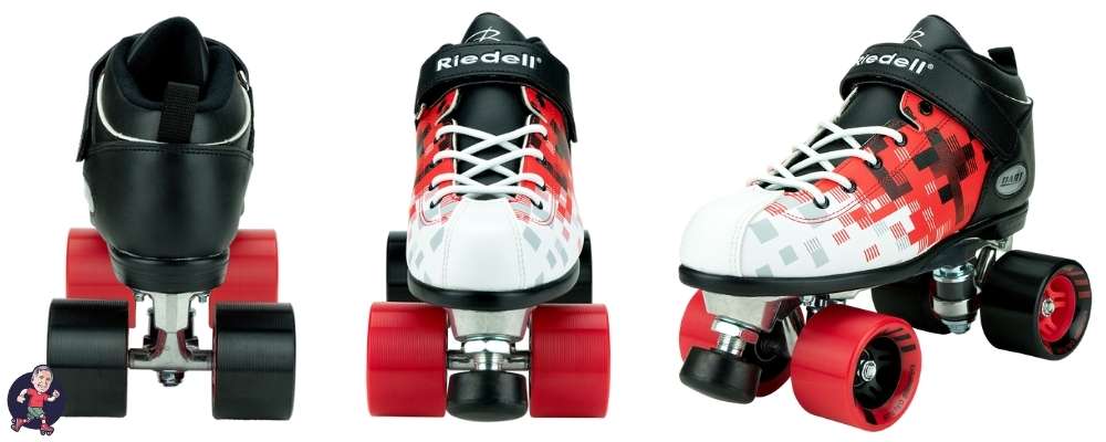 Riedell Dart Pixel Speed Skates: Front, Back and Profile Views