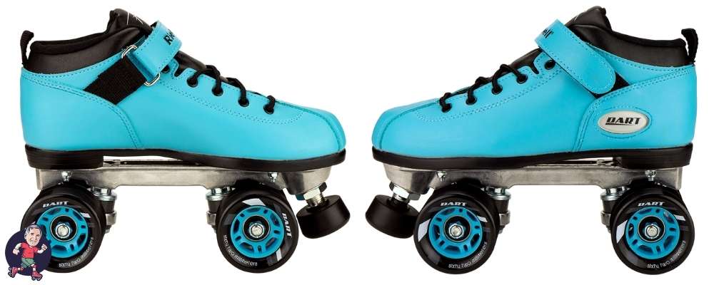 Riedell Dart Speed Skates Aqua Side Views