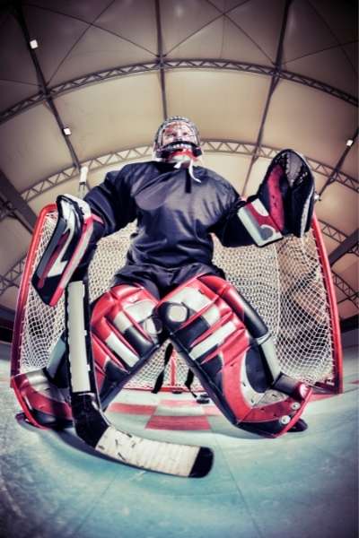 Roller Hockey Goalie in Pads